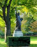 This is the life size Statue of Liberty in Luxembourg Gardens in Paris