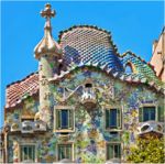 Casa Batllo in Barcelona Spain is a magnificent example of mosaic works in stone and glass, an architectural treasure, the building was redesigned by Antoni Gaudi.